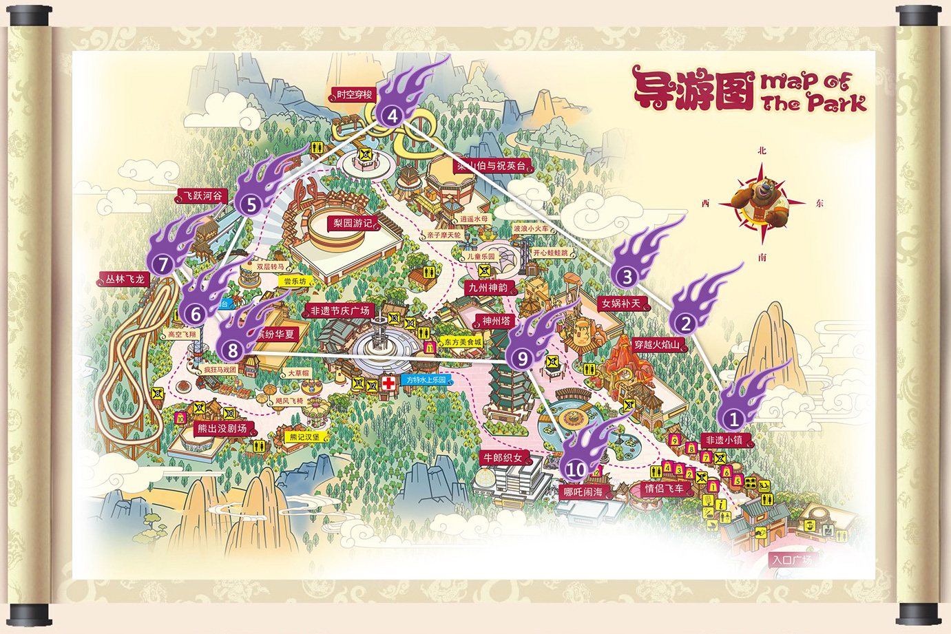华夏探险之旅地图_济南方特东方神画
